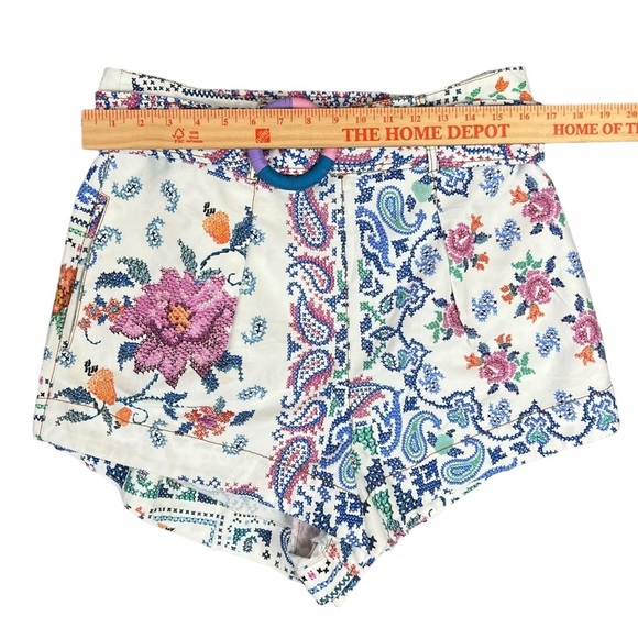 FARM Rio Romantic Bandanas Belted Shorts Large Summer Belted Cotton Paisley Boho - Picture 6 of 8